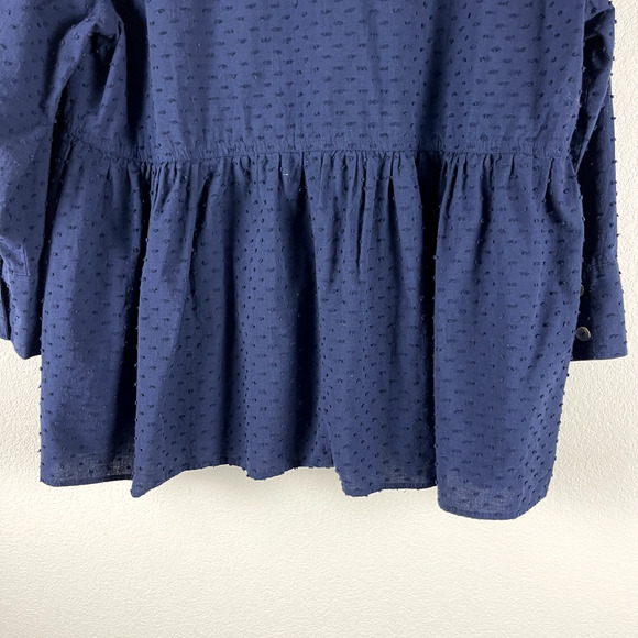 Pomander Place Tuckernuck Scarlett Top Womens Large Blue Swiss Dot Button Down - Picture 12 of 16
